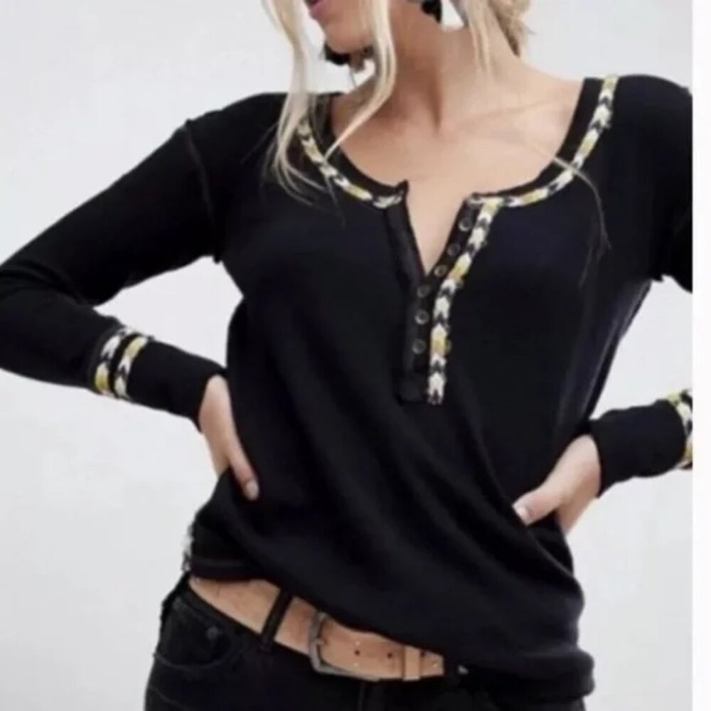 We the Free henley long sleeve top